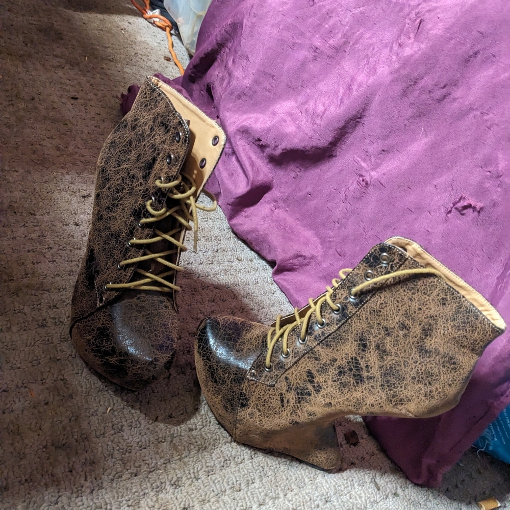 Brown wedge heels